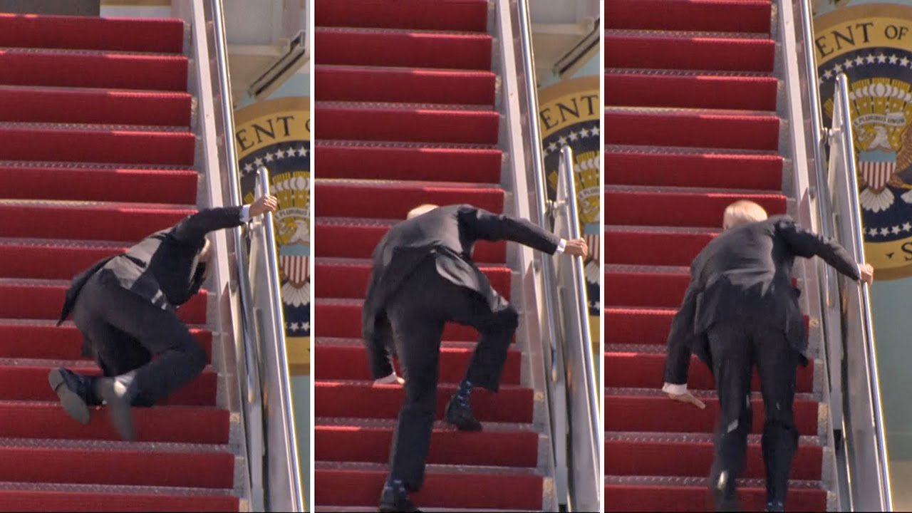 Watch The Moment President Biden Fell As He Climbs Stairs Of Air Force One