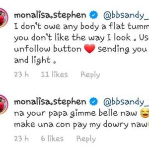 Actress, Monalisa Stephen Slams A Nossy Follower 