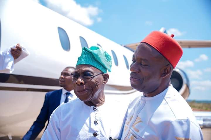 Photos: Gov Soludo Welcomes Obasanjo At Anambra Airport