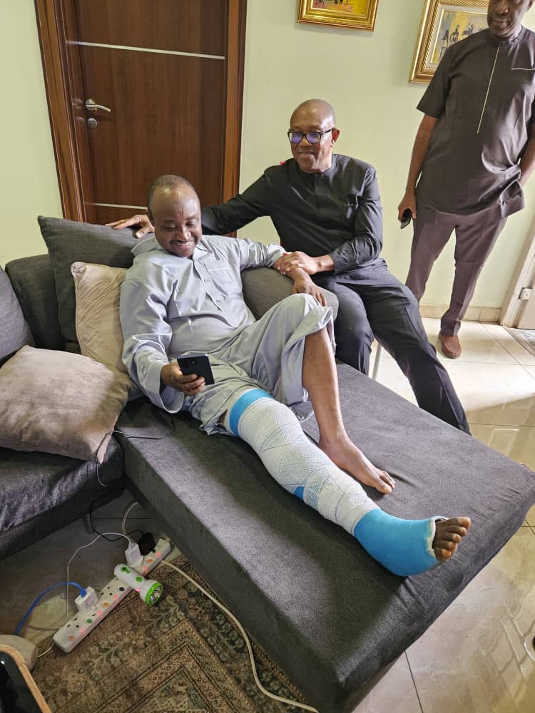 Peter Obi Visits Injured Ex-Super Eagles Winger Tijani Babangida