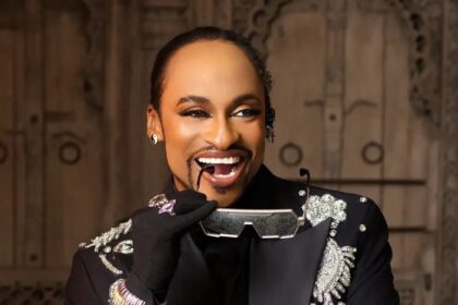Denrele Edun discussing the Denrele Edun ageless skin glow during a radio interview on Max FM.
