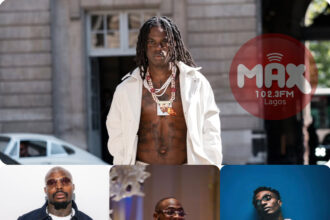Rema celebrates his triple win at the 9th AFRIMA Awards in Lagos, Nigeria.
