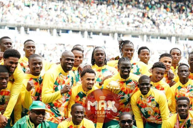 Senegal team parades AFCON trophy in France during Senegal AFCON trophy controversy after beating Peru 2-0.