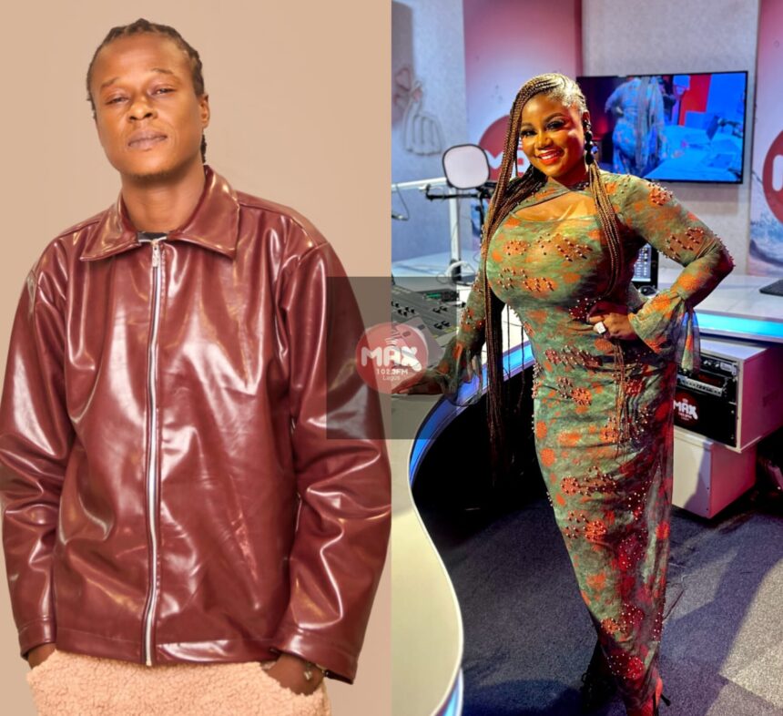 Honey Ojukwu in the studio at Max FM preparing to host the Max Breakfast show with Westy Baba.